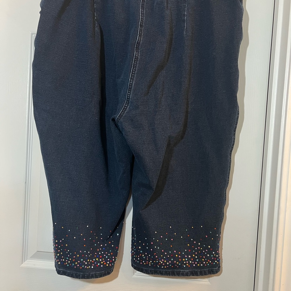 🦋 Women's denim dream Jeanies Capris with Colorful Accents size 1x - Picture 5 of 5